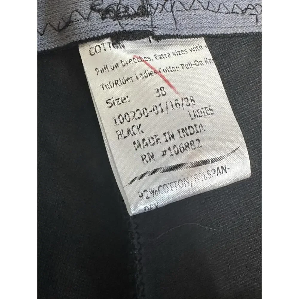 Tuff Rider Lets Ride Womens 38 Pull On Breeches Black Equestrian Knee Patches - Picture 8 of 9